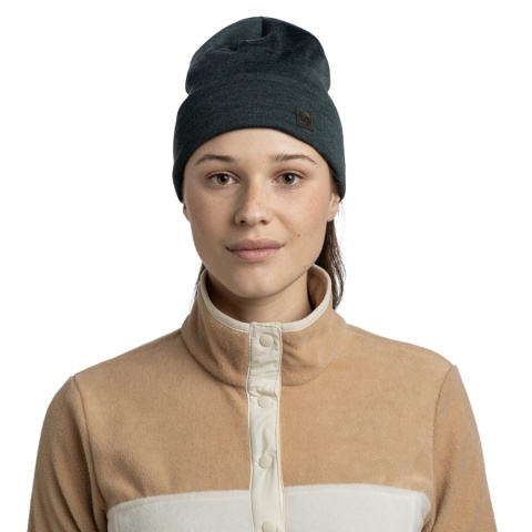 Czapka zimowa z wełny merino Buff Merino Heavyweight Beanie - solid forest (olive) - model 1