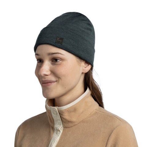 Czapka zimowa z wełny merino Buff Merino Heavyweight Beanie - solid forest (olive) - model 2