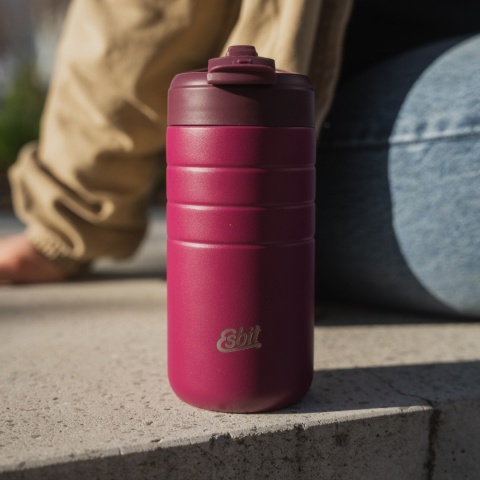 Kubek termiczny Esbit Majoris Thermo Mug Flip Top 450 ml - bordowy - lifestyle