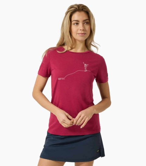Koszulka damska z wełny merino Super.Natural Berggluck Tee - czerwony - model 1