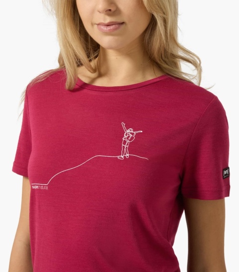 Koszulka damska z wełny merino Super.Natural Berggluck Tee - czerwony - model 2