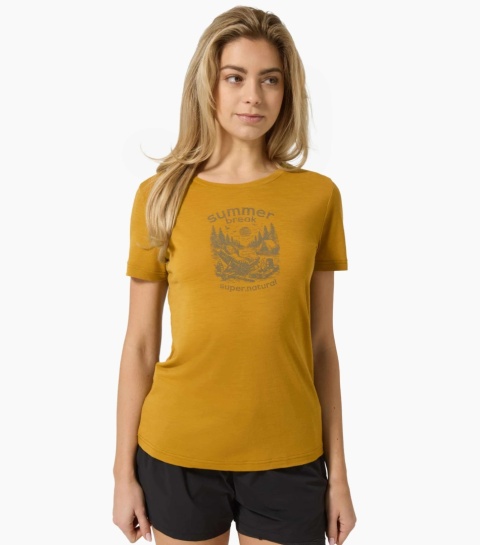 Koszulka damska z wełny merino Super.Natural Summer Break Tee - żółty - model 1