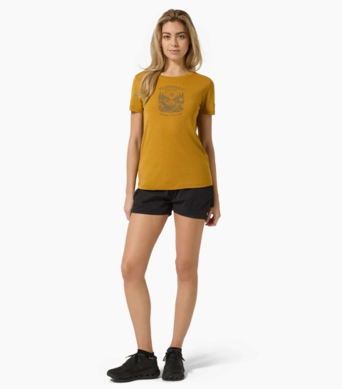 Koszulka damska z wełny merino Super.Natural Summer Break Tee - żółty - model 2
