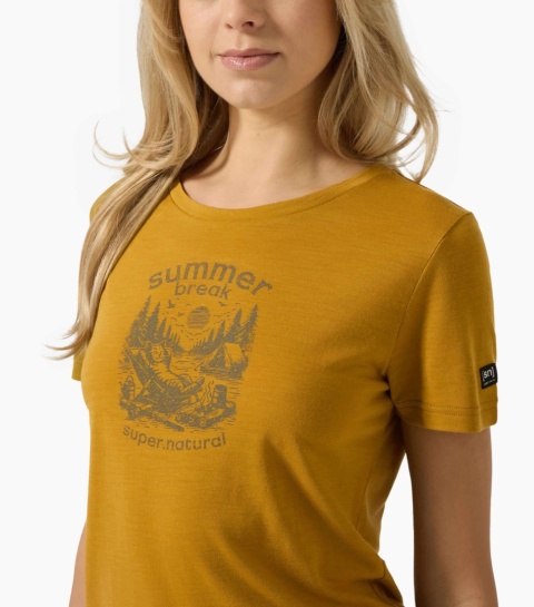 Koszulka damska z wełny merino Super.Natural Summer Break Tee - żółty - model 3