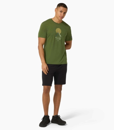 Koszulka męska z wełny merino Super.Natural Na Map Tee - zielony - model 3