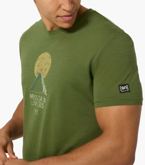Koszulka męska z wełny merino Super.Natural Na Map Tee - zielony - model 2
