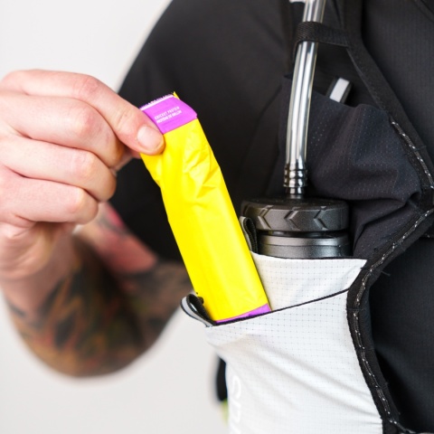 Kamizelka biegowa Oxsitis Ghost 8 - grey/orange - kieszeń na przekąski