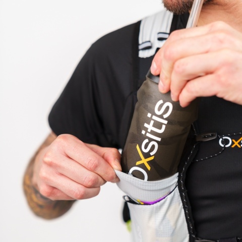 Kamizelka biegowa Oxsitis Ghost 8 - grey/orange - softflask 1