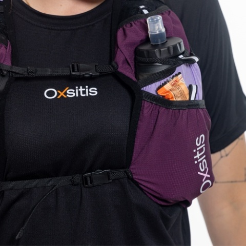 Kamizelka biegowa damska Oxsitis Gravity 10 - lilac - kieszenie przód