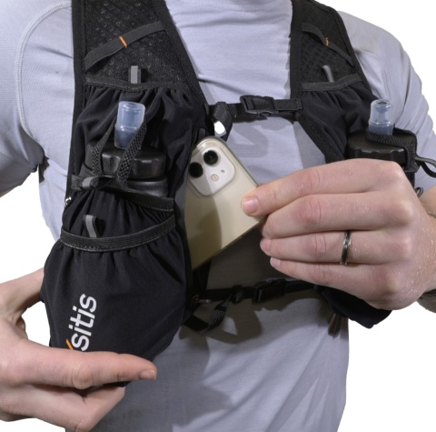 Kamizelka biegowa Oxsitis Gravity 10 - black - kieszeń na telefon