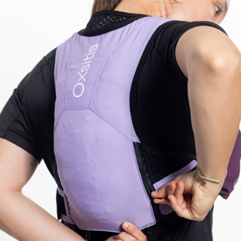 Kamizelka biegowa damska Oxsitis Gravity 5 - lilac - kieszeń na zamek