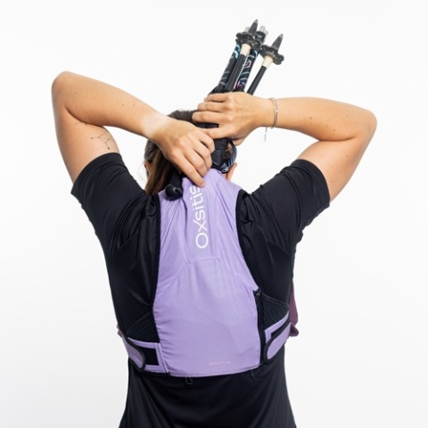 Kamizelka biegowa damska Oxsitis Gravity 5 - lilac - kieszeń główna