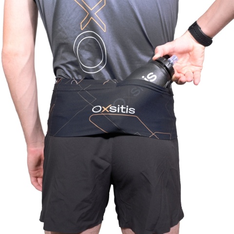 Pas biegowy Oxsitis Gravity Slimbelt - black/orange - kieszeń tył