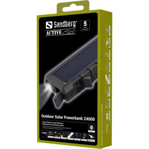 Wodoodporny powerbank solarny Sandberg Outdoor Solar 24000 - opakowanie