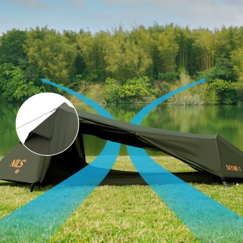 Namiot trekkingowy 1-osobowy Nils Camp NC2501 Ultralight SkyAir - olive - lifestyle 4