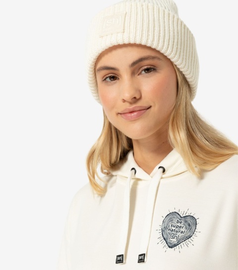 Czapka z wełną merino Super.Natural Krissini Beanie - fresh white (biały) - model 1