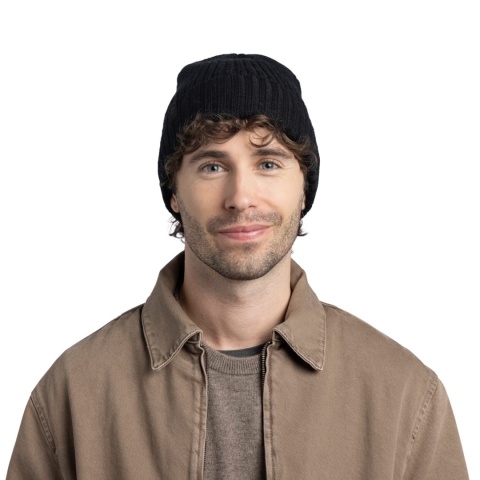Czapka z wełny merino Buff Knitted Beanie Norval - czarny - przód