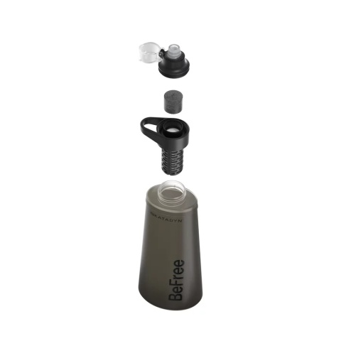 Filtr do wody Katadyn BeFree AC Tactical ze zwijaną butelką 1.0 l - czarny - rozłożony