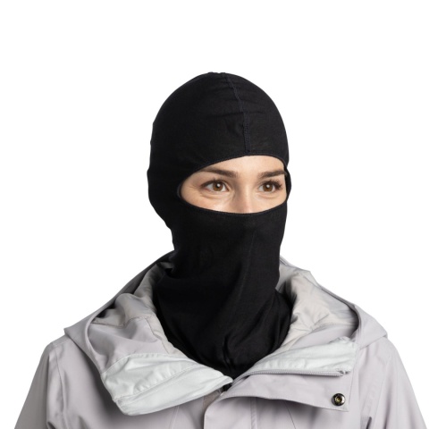 Kominiarka z wełny merino Buff Merino Lightweight Balaclava - solid black (czarny) - użycie 2