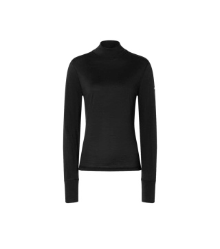 Koszulka damska z wełny merino Super.Natural Tundra 175 Turtleneck z długim rękawem - czarny