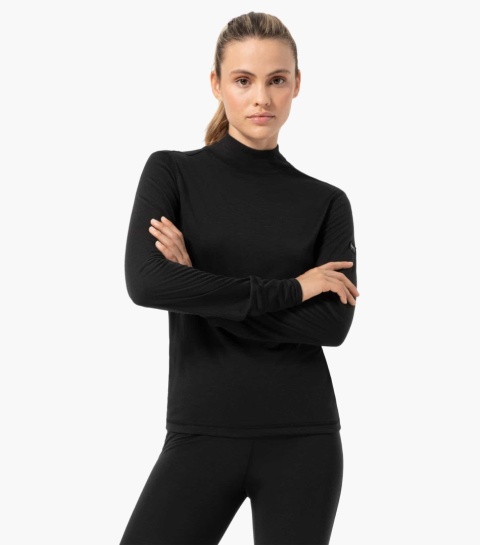 Koszulka damska z wełny merino Super.Natural Tundra 175 Turtleneck z długim rękawem - czarny - model